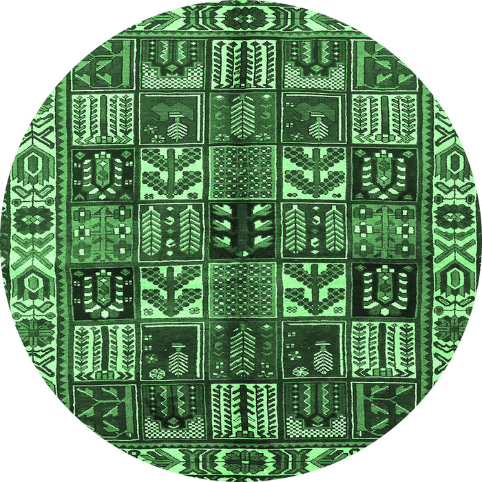 Round Machine Washable Persian Emerald Green Traditional Area Rugs, wshtr426emgrn