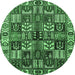 Round Machine Washable Persian Emerald Green Traditional Area Rugs, wshtr426emgrn