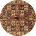 Round Machine Washable Persian Brown Traditional Rug, wshtr426brn