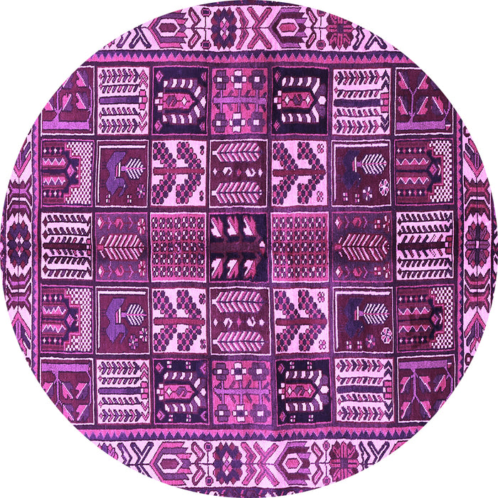 Round Persian Purple Traditional Rug, tr426pur