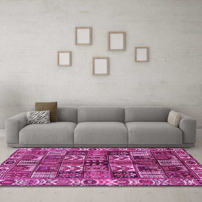 Machine Washable Persian Pink Traditional Rug in a Living Room, wshtr426pnk