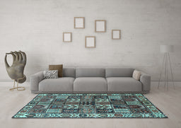 Machine Washable Persian Light Blue Traditional Rug in a Living Room, wshtr426lblu