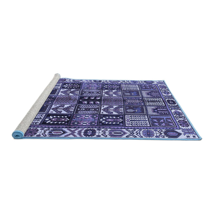 Sideview of Machine Washable Persian Blue Traditional Rug, wshtr426blu