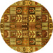 Round Machine Washable Persian Yellow Traditional Rug, wshtr426yw