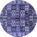 Round Machine Washable Persian Blue Traditional Rug, wshtr426blu