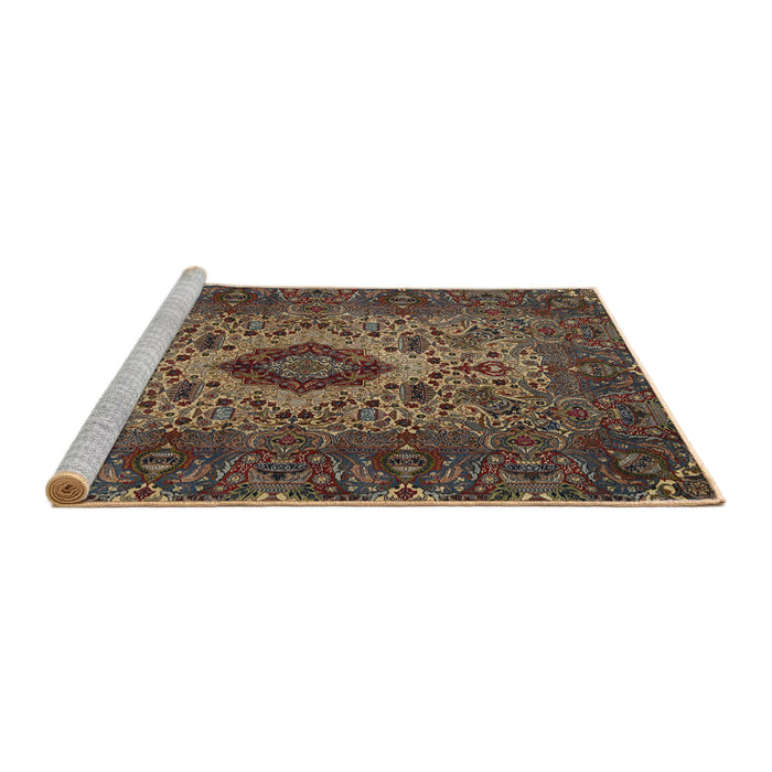 Sideview of Machine Washable Traditional Dark Almond Brown Rug, wshtr427