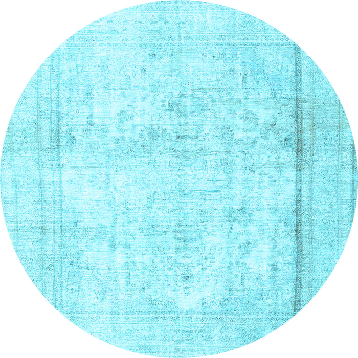 Round Machine Washable Persian Light Blue Traditional Rug, wshtr4270lblu
