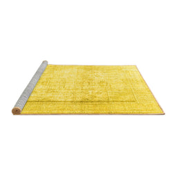 Sideview of Machine Washable Persian Yellow Traditional Rug, wshtr4270yw