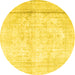 Round Persian Yellow Traditional Rug, tr4270yw