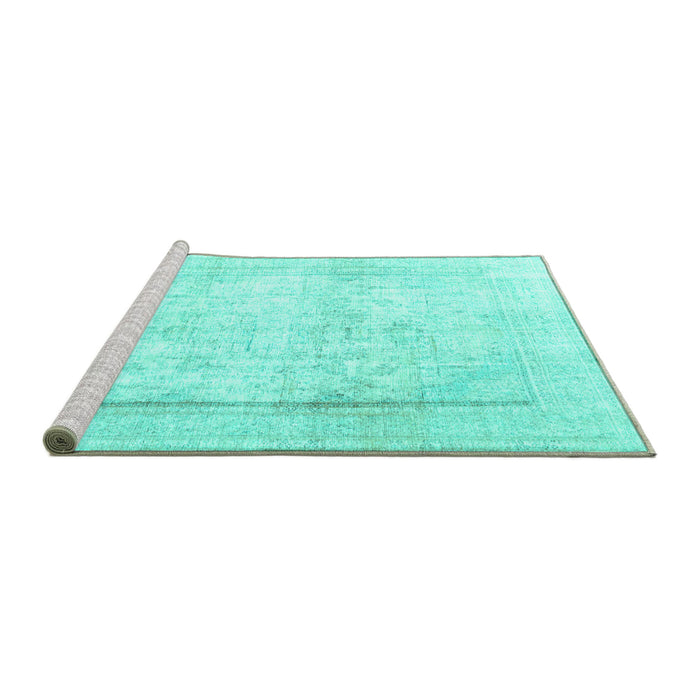 Sideview of Machine Washable Persian Turquoise Traditional Area Rugs, wshtr4270turq