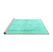 Sideview of Machine Washable Persian Turquoise Traditional Area Rugs, wshtr4270turq