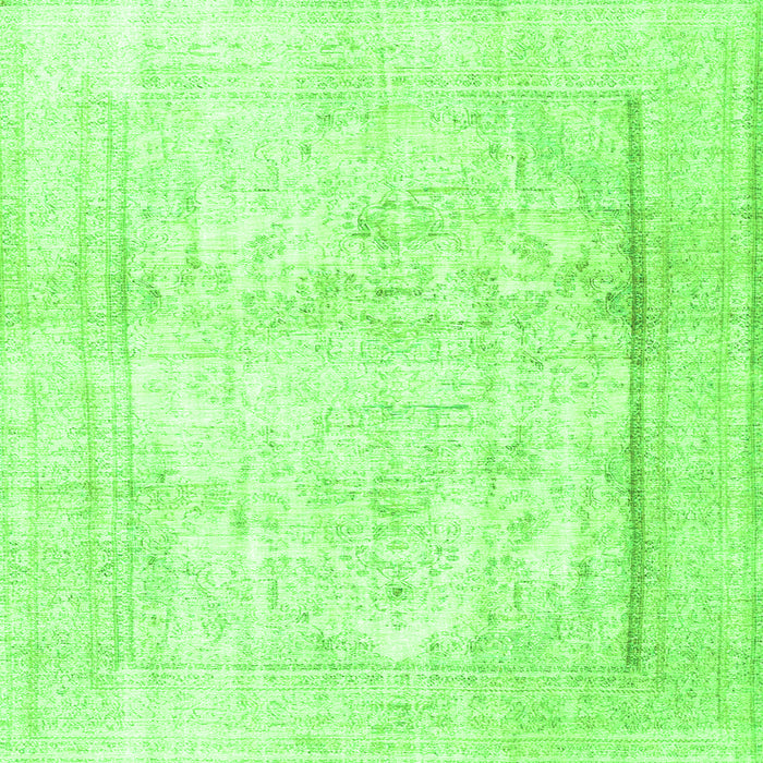 Round Machine Washable Persian Green Traditional Area Rugs, wshtr4270grn