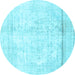 Round Persian Light Blue Traditional Rug, tr4270lblu