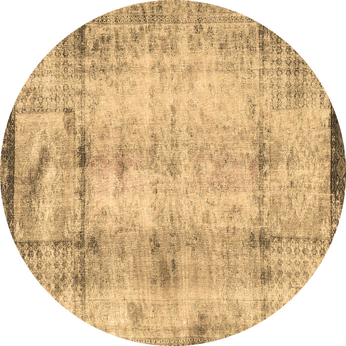 Round Machine Washable Persian Brown Traditional Rug, wshtr4271brn