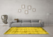 Machine Washable Persian Yellow Traditional Rug in a Living Room, wshtr4271yw