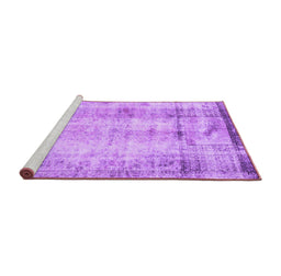 Sideview of Machine Washable Persian Purple Traditional Area Rugs, wshtr4271pur