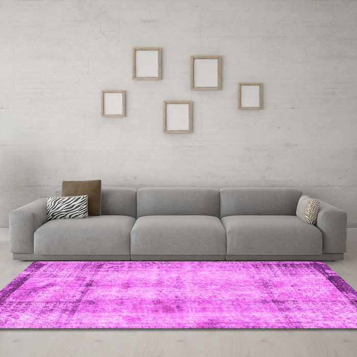 Machine Washable Persian Pink Traditional Rug in a Living Room, wshtr4271pnk