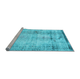 Sideview of Machine Washable Persian Light Blue Traditional Rug, wshtr4271lblu