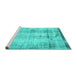 Sideview of Machine Washable Persian Turquoise Traditional Area Rugs, wshtr4271turq