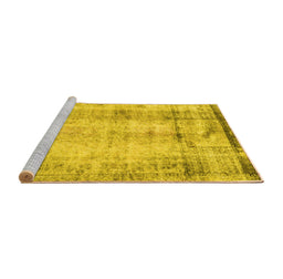 Sideview of Machine Washable Persian Yellow Traditional Rug, wshtr4271yw