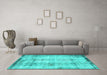 Machine Washable Persian Turquoise Traditional Area Rugs in a Living Room,, wshtr4271turq