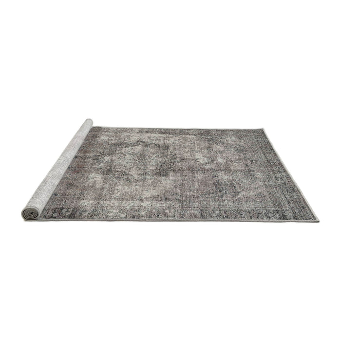 Sideview of Machine Washable Traditional Dark Gray Rug, wshtr4272