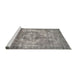 Sideview of Machine Washable Traditional Dark Gray Rug, wshtr4272