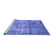 Sideview of Machine Washable Persian Blue Traditional Rug, wshtr4272blu