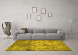 Machine Washable Persian Yellow Traditional Rug in a Living Room, wshtr4272yw
