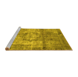 Sideview of Machine Washable Persian Yellow Traditional Rug, wshtr4272yw