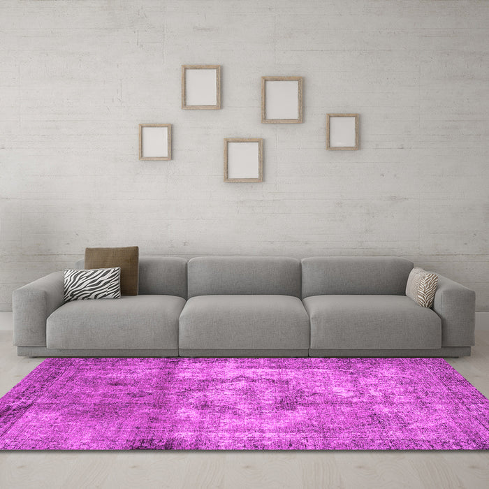 Machine Washable Persian Pink Traditional Rug in a Living Room, wshtr4272pnk
