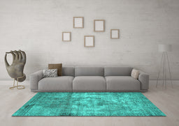 Machine Washable Persian Turquoise Traditional Area Rugs in a Living Room,, wshtr4272turq