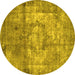 Round Persian Yellow Traditional Rug, tr4272yw