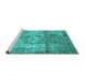 Sideview of Machine Washable Persian Turquoise Traditional Area Rugs, wshtr4272turq