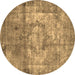 Round Persian Brown Traditional Rug, tr4272brn