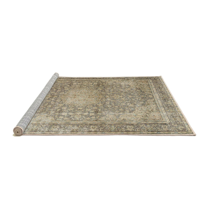 Sideview of Machine Washable Traditional Dark Almond Brown Rug, wshtr4273
