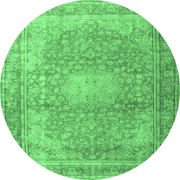 Round Persian Emerald Green Traditional Rug, tr4273emgrn