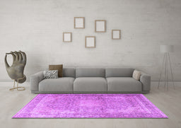 Machine Washable Persian Purple Traditional Area Rugs in a Living Room, wshtr4273pur