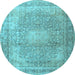 Round Persian Light Blue Traditional Rug, tr4273lblu