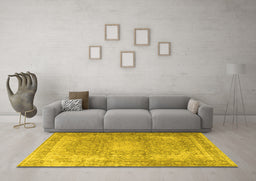 Machine Washable Persian Yellow Traditional Rug in a Living Room, wshtr4273yw