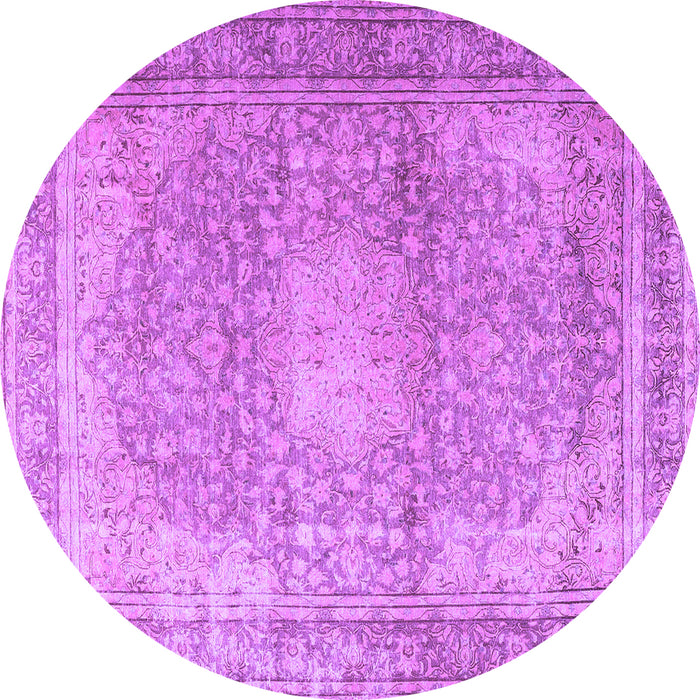 Round Machine Washable Persian Purple Traditional Area Rugs, wshtr4273pur