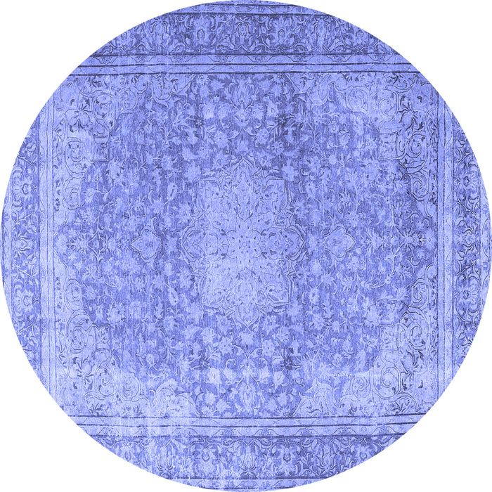 Round Persian Blue Traditional Rug, tr4273blu