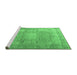 Sideview of Machine Washable Persian Emerald Green Traditional Area Rugs, wshtr4273emgrn