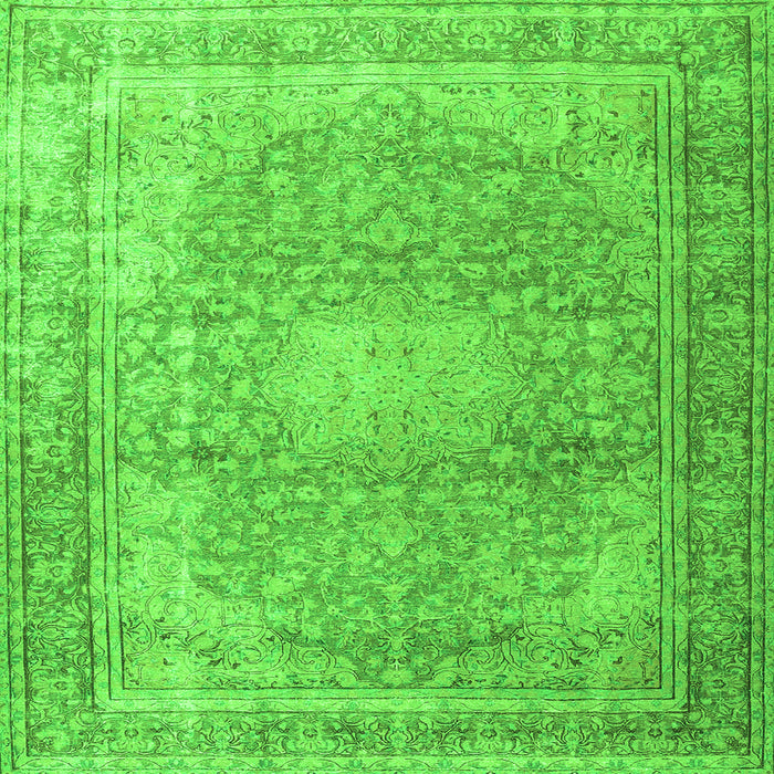 Round Machine Washable Persian Green Traditional Area Rugs, wshtr4273grn