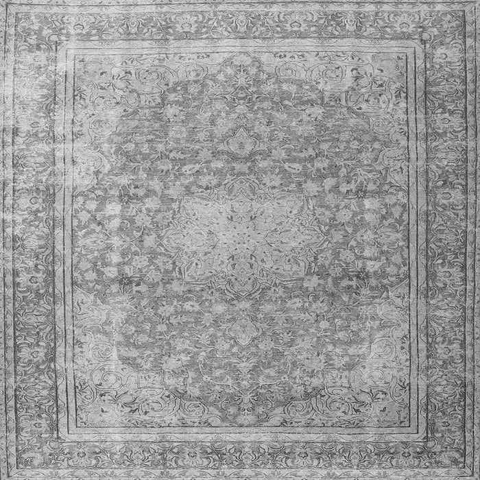 Round Machine Washable Persian Gray Traditional Rug, wshtr4273gry