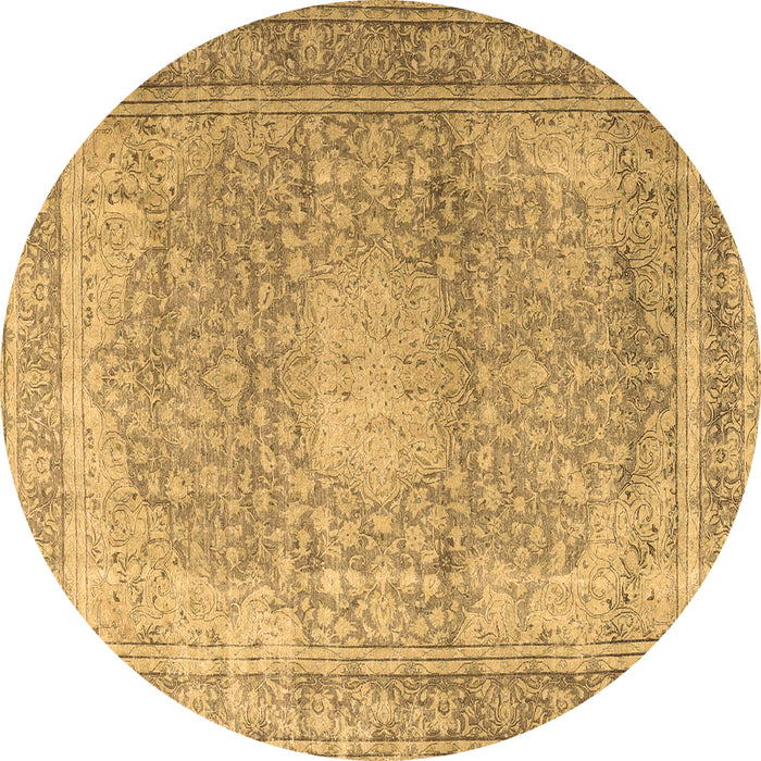 Round Persian Brown Traditional Rug, tr4273brn