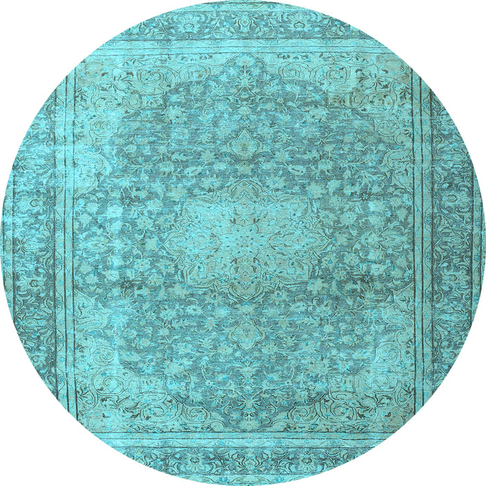 Round Machine Washable Persian Light Blue Traditional Rug, wshtr4273lblu