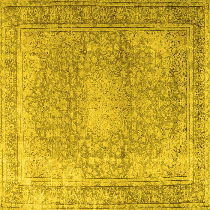 Square Machine Washable Persian Yellow Traditional Rug, wshtr4273yw