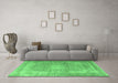 Machine Washable Persian Emerald Green Traditional Area Rugs in a Living Room,, wshtr4273emgrn