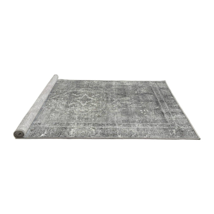 Sideview of Machine Washable Traditional Grey Gray Rug, wshtr4274